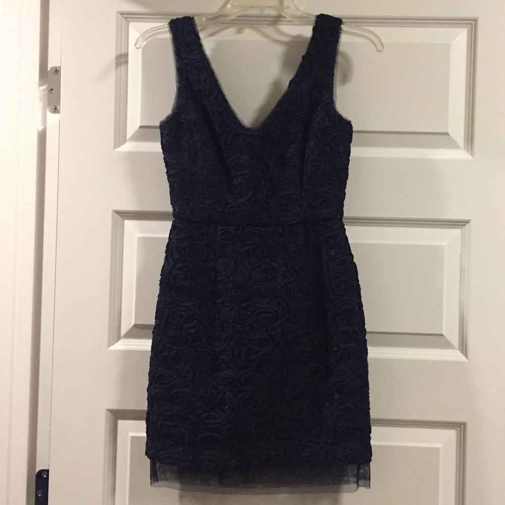 Bcbg navy blue texture dress